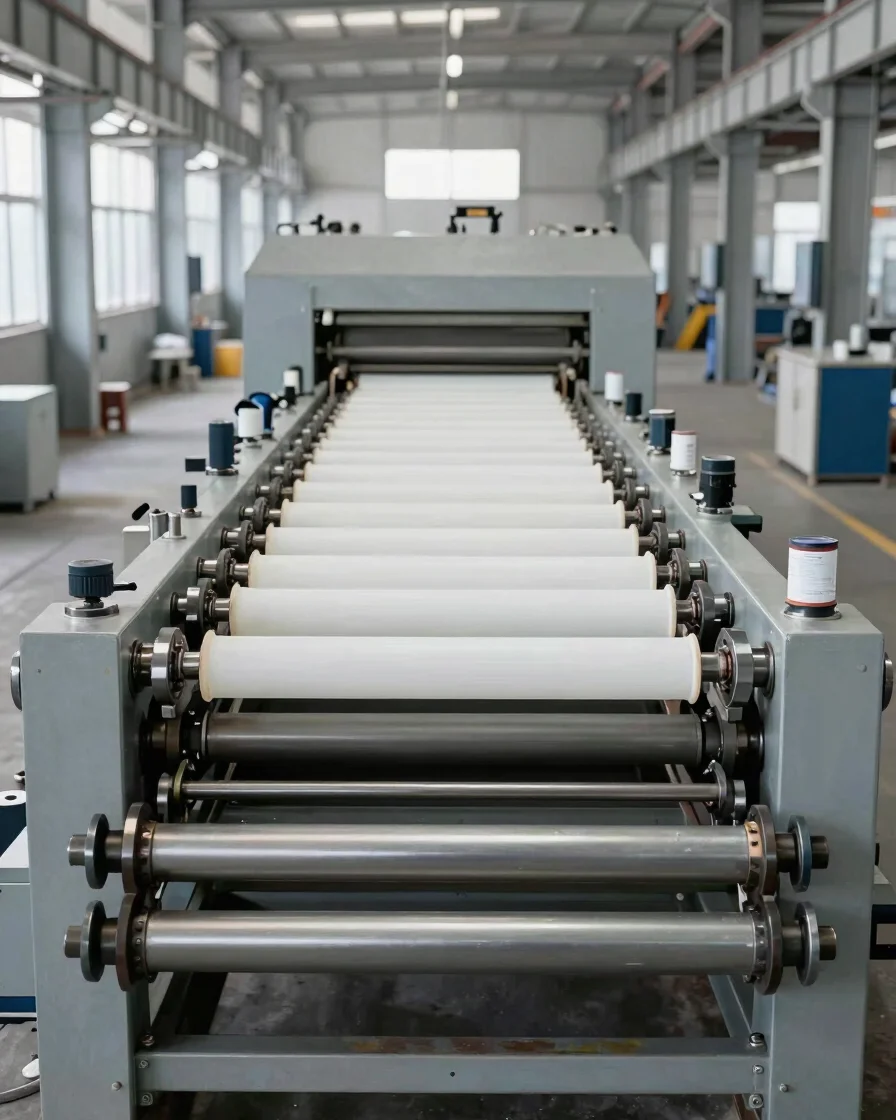 Industrial documentary photography, wide view of a clean extrusio